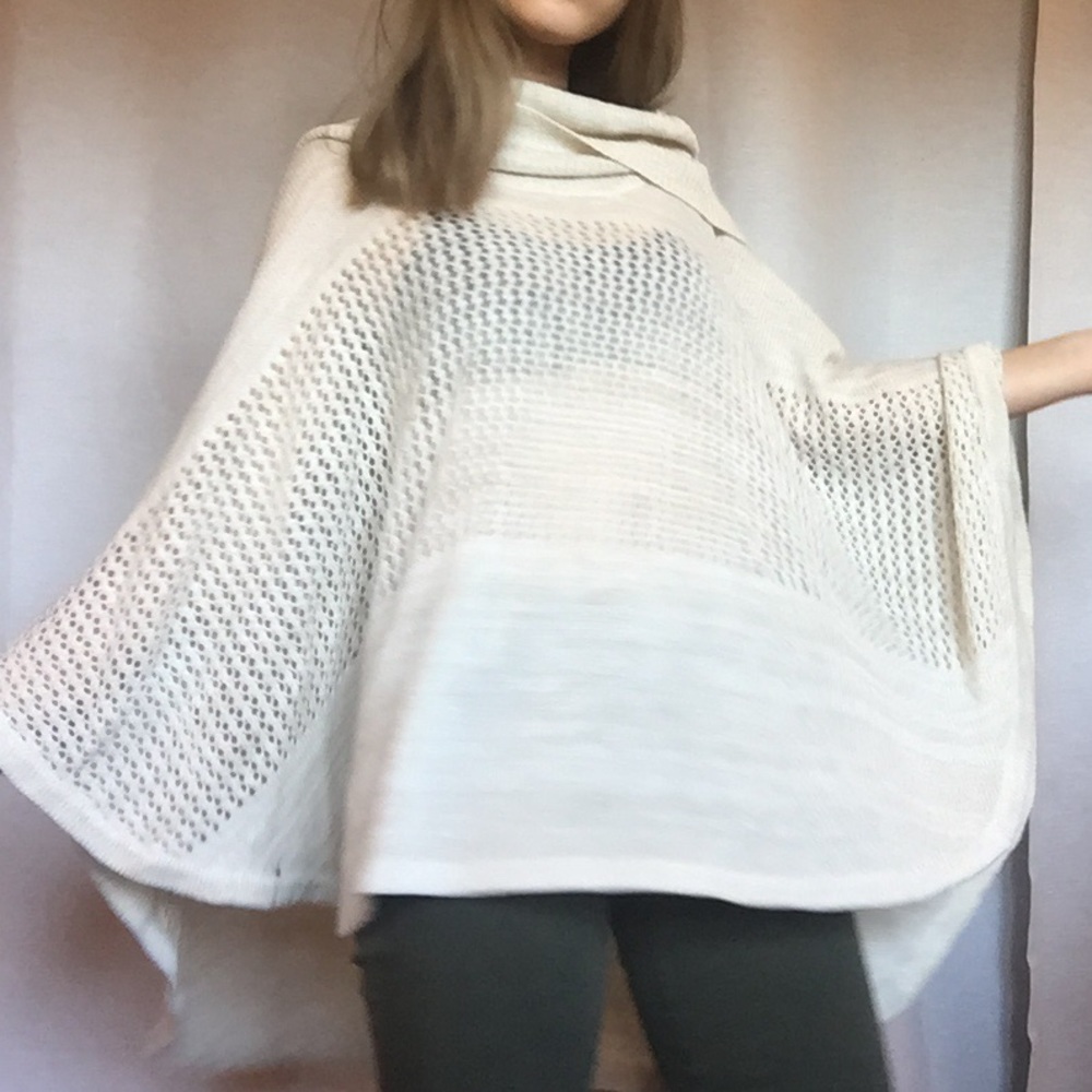 Macy’s Soft off white turtleneck poncho